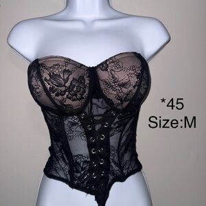 Black Lace Bustier Corset Top